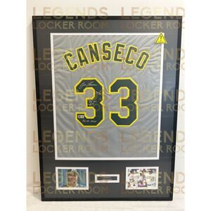 Framed Jose Canseco Autographed Jersey (With Certificate of Authenticity)